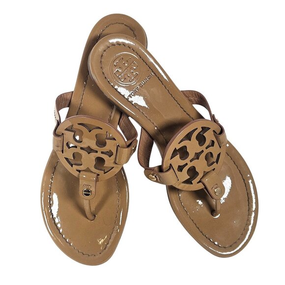 Tory Burch Women Miller Patent Leather Sandal 7.5 Best Seller Chic Minimalist - Picture 3 of 12